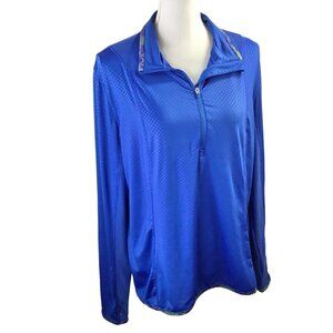 Reel Legends 1/4 Zip Fishing Shirt Top Long Sleeve Women's Size XL Blue Pullover